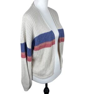 Fat Face Natural Ivory Striped Knit Open Front Cardigan Size US 4